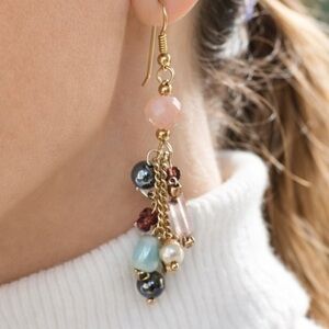 NEW MAGNETIC HEALING CRYSTALS Gold and Multicolor Dangle Earrings